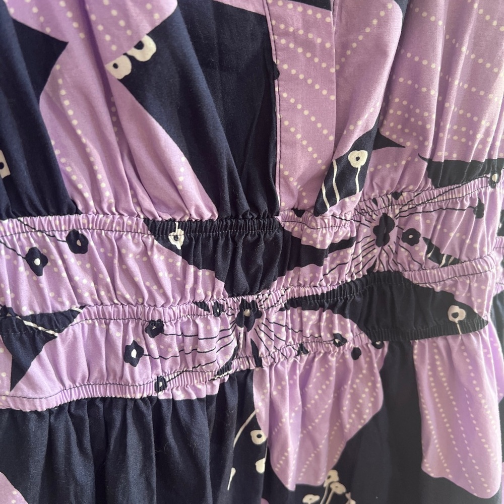 ✨ Anthropologie Purple Floral Print Dress | Elastic Waist ✨ - Picture 4 of 8